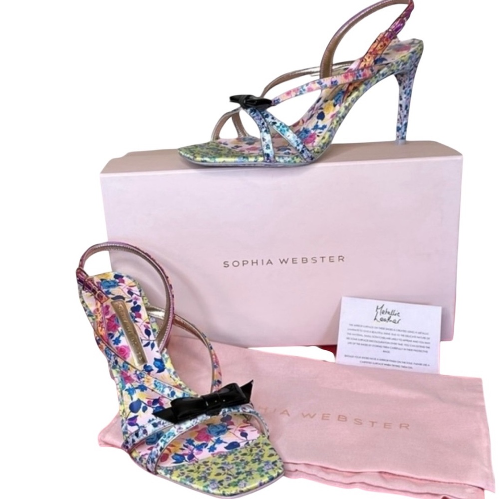 NEW IN BOX Sophia Webster Laurellie Floral Silk & Leather Slingback Sandal $795